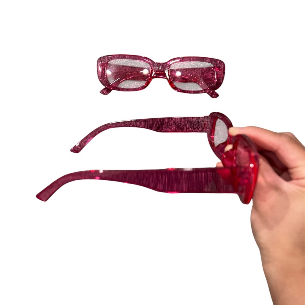 Pink Rectangular Sunglasses - Picture 4 of 4